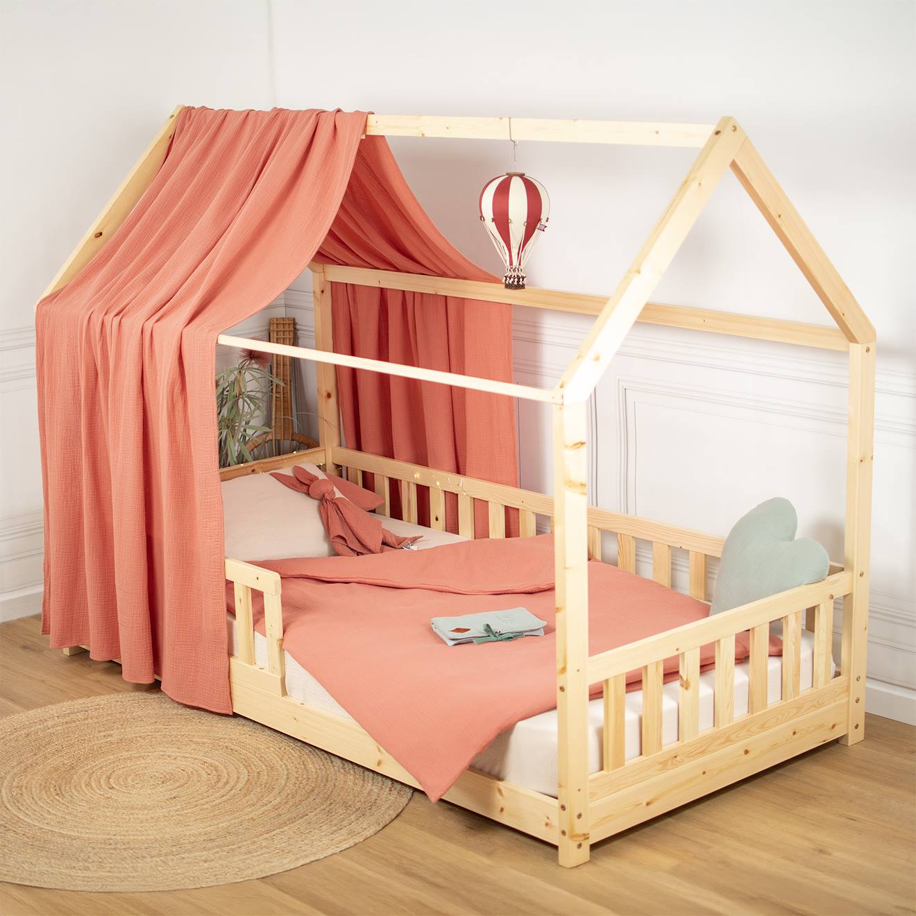 Ciel De Lit Cabane En Gaze De Coton Solo 330 Cm Terracotta