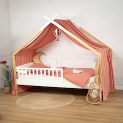 -Ciel de lit cabane toile en gaze de coton jeanne 420 x 130 cm