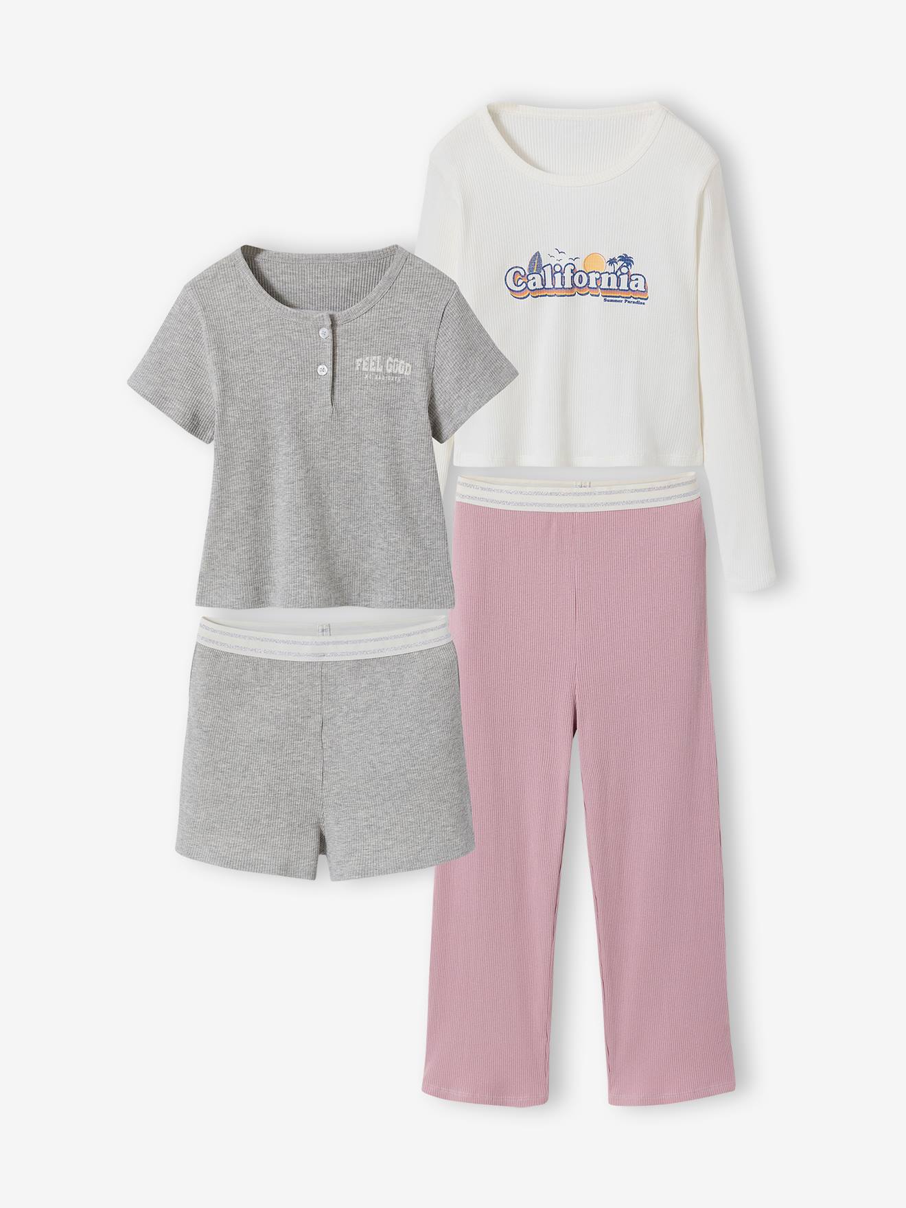 Lot 2 pyjamas court et long gris chiné