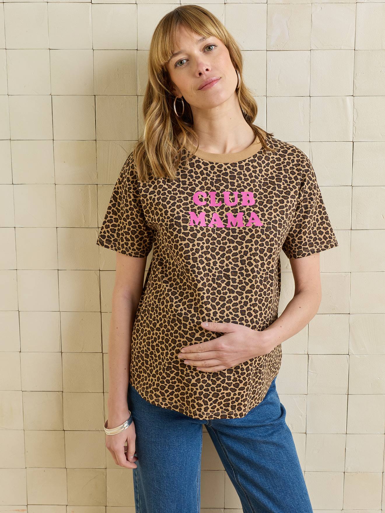 T-shirt de grossesse en coton biologique* personnalisable cappuccino