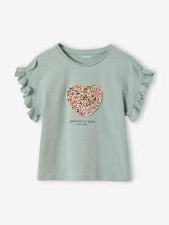 Tee-shirt fille motif romantique manches courtes à volant  - vertbaudet enfant