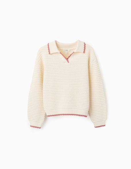 Pull en maille de coton à col de style polo  - vertbaudet enfant