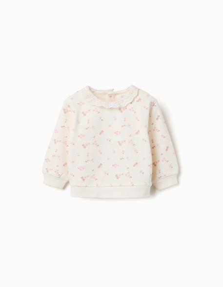 Bébé-Sweat en coton à fleurs et broderie anglaise