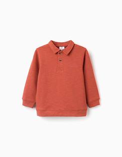 Sweat en coton à col polo et imprimé  - vertbaudet enfant