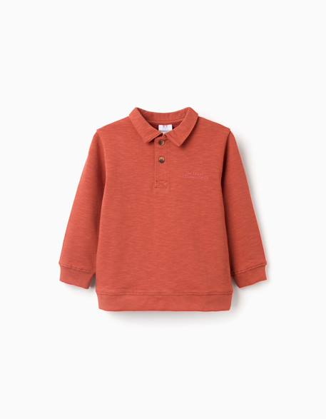 Sweat en coton à col polo et imprimé  - vertbaudet enfant