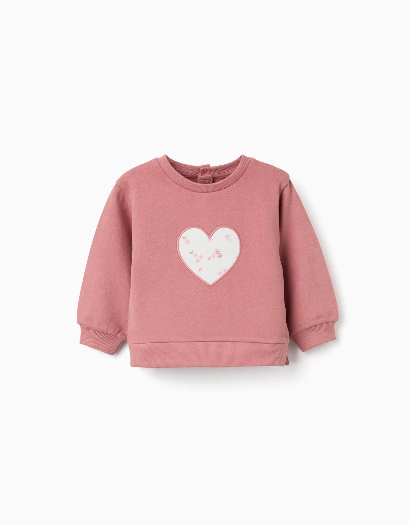 Sweat En Coton Avec Cur Brod Rose 15$