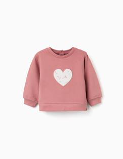 Sweat en coton avec cœur brodé  - vertbaudet enfant