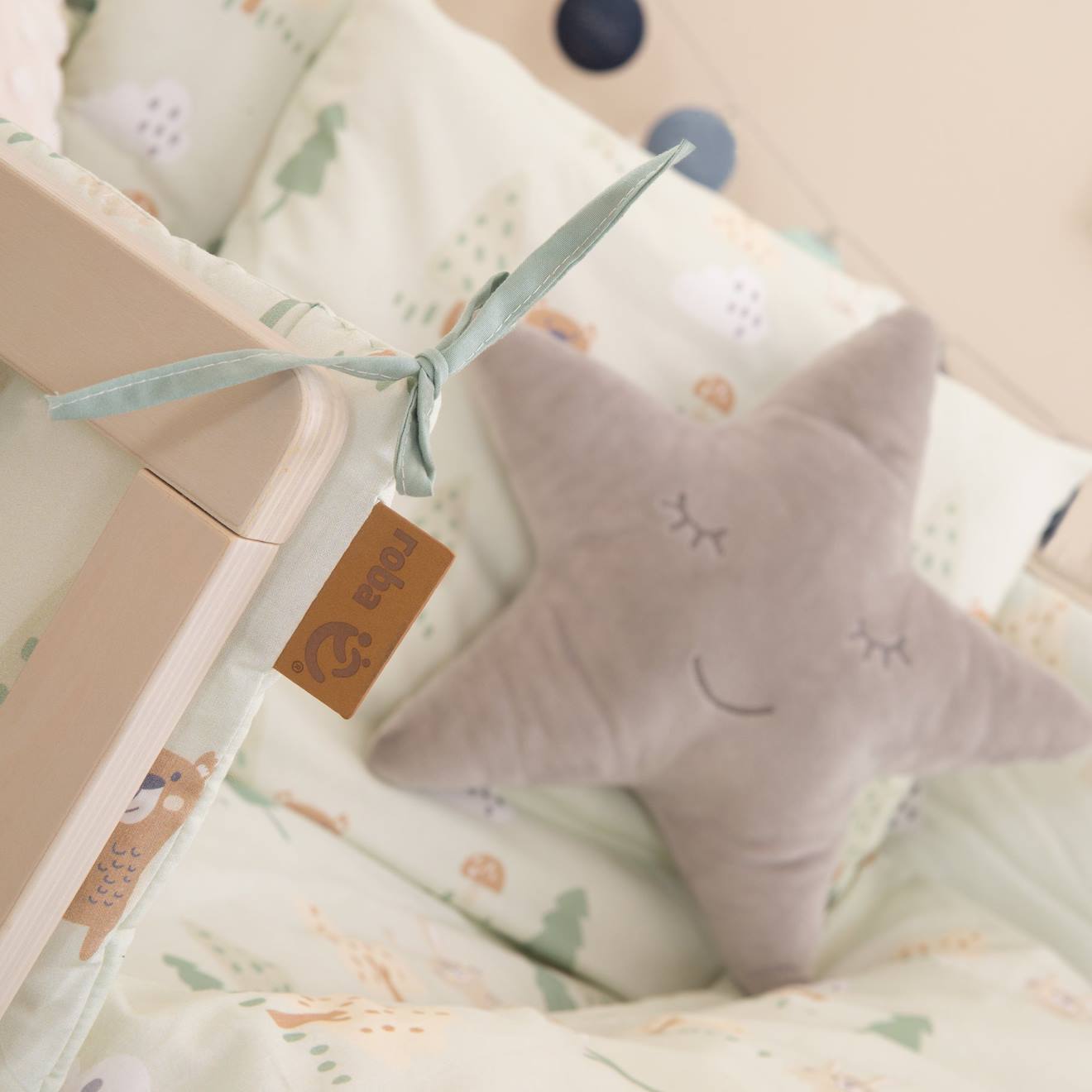 Tour De Lit En Coton Doux Woodland Buddies Vert Pastel (Roba) - Image 1