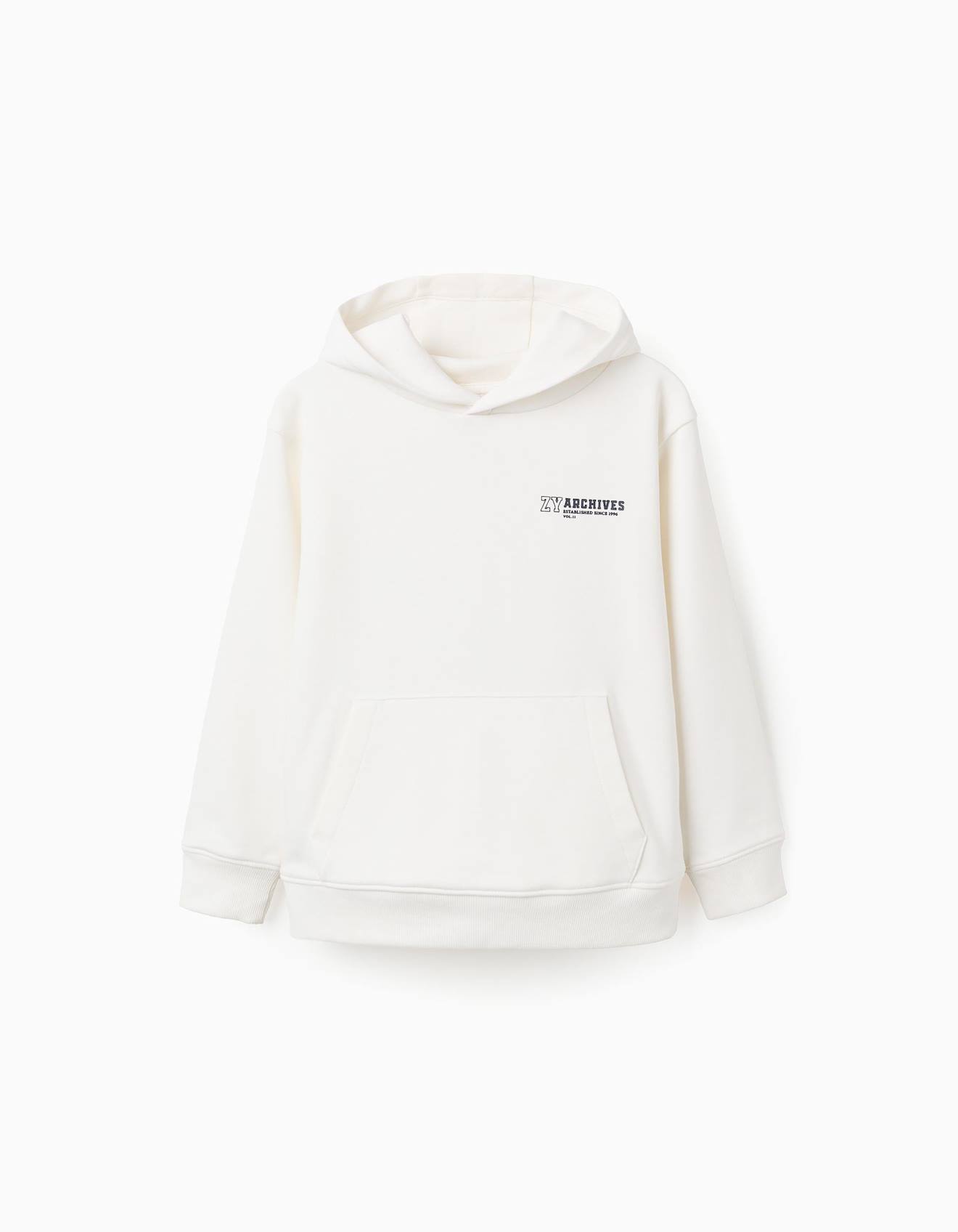 Sweat Capuche Avec Imprim Et Poche Lavant Blanc 15 €
