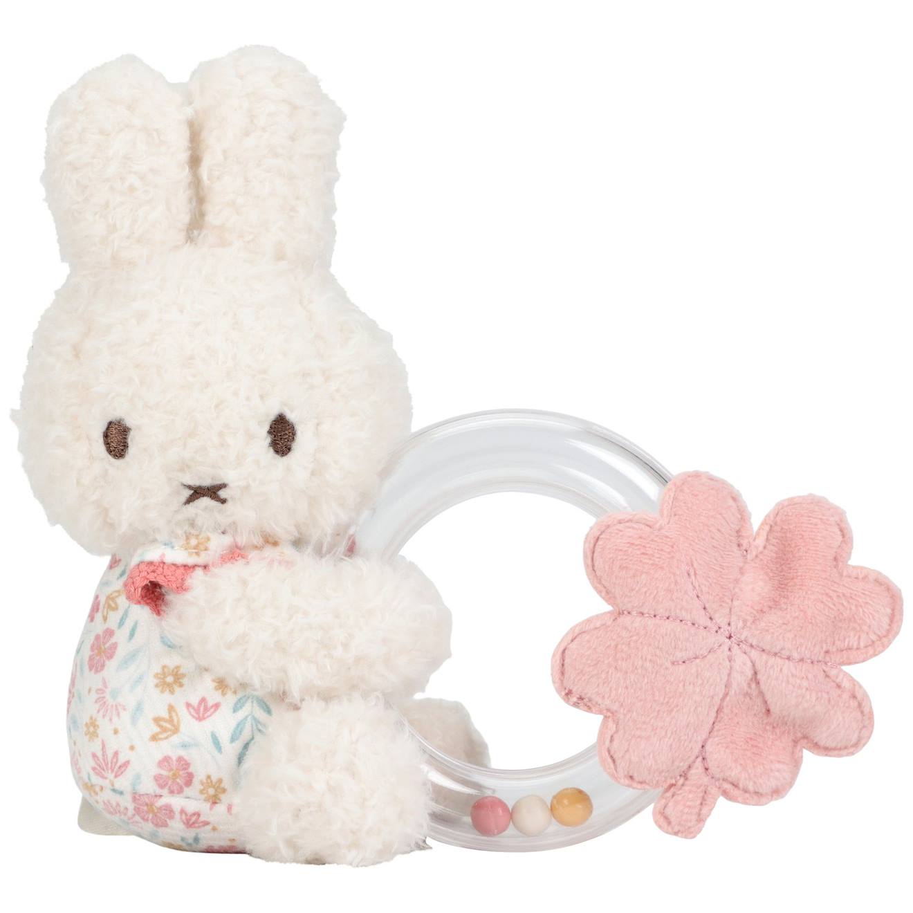Hochet Bébé Avec Anneau Et Peluche Lapin Blanc, Rose
