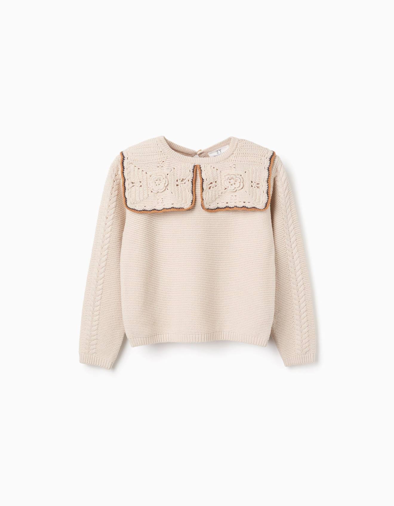 Pull En Maille Avec Col Maxi En Crochet Bs Beige Clair 26 €