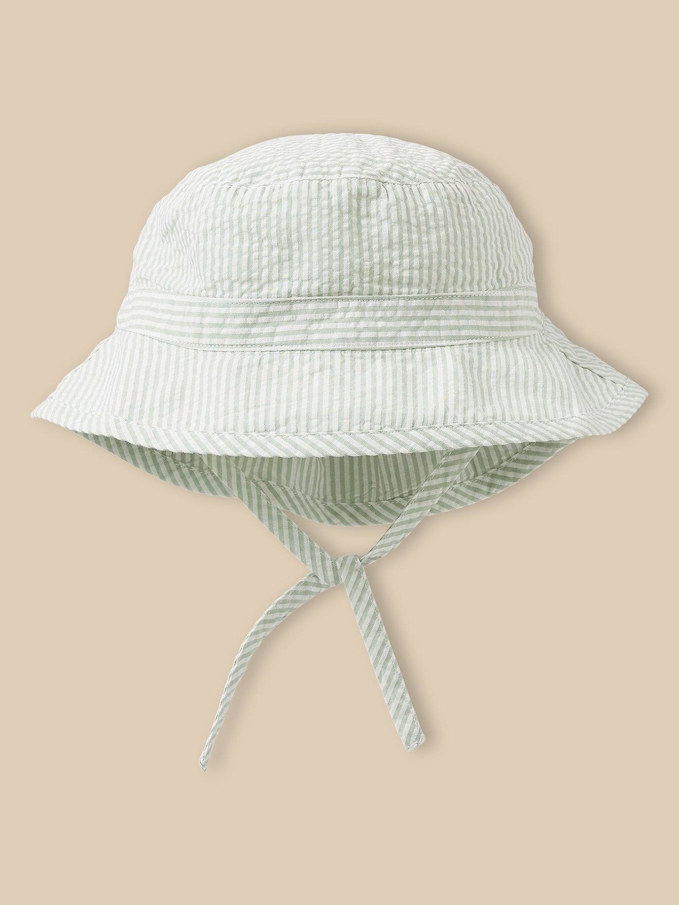 Bob rayé en seersucker bébé rayure amande