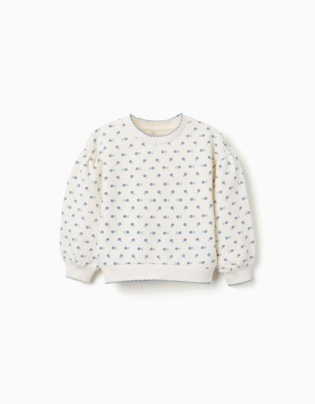 Fille-Pull, gilet, sweat-Sweat en coton à motif floral