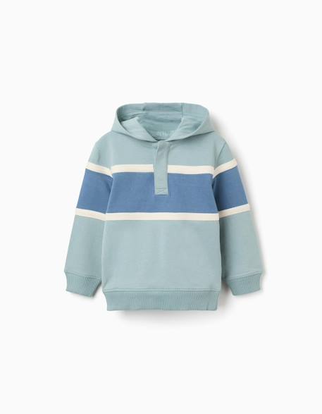 Sweat en coton à capuche et bloc de couleurs  - vertbaudet enfant