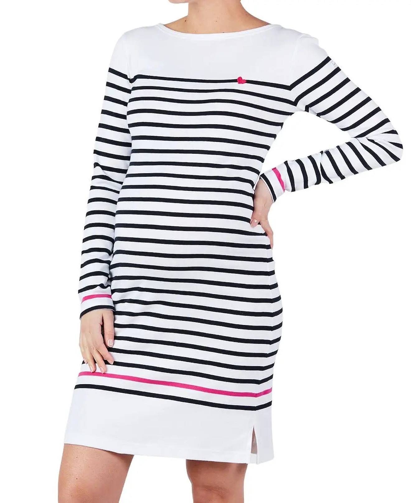 Robe De Grossesse Marinière Quimper Blanc/marine