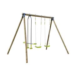 Jouet-Jeux de plein air-Aires de jeux-Portique naroit en bois avec 1 face à face et 2 balançoires - pin autoclave