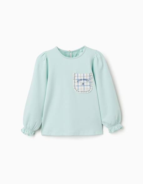 Fille-T-shirt, sous-pull-T-shirt-T-shirt en coton à manches longues avec poche
