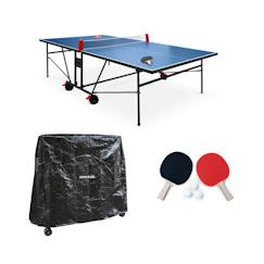 Jouet-Table de ping pong indoor, avec 2 raquettes et 3 balles, utilisation intérieure + housse en pvc