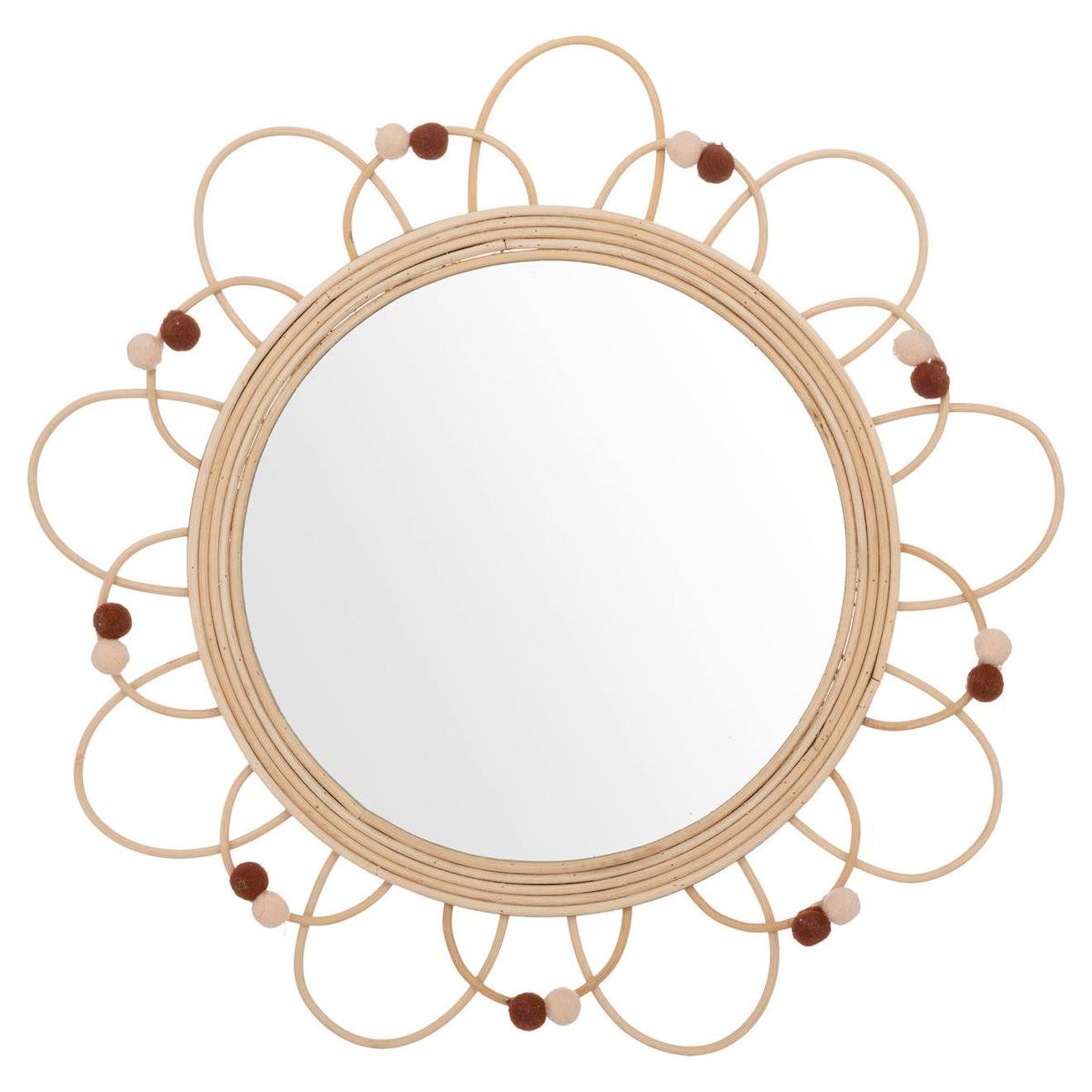 Miroir Rond En Rotin - Elma Beige