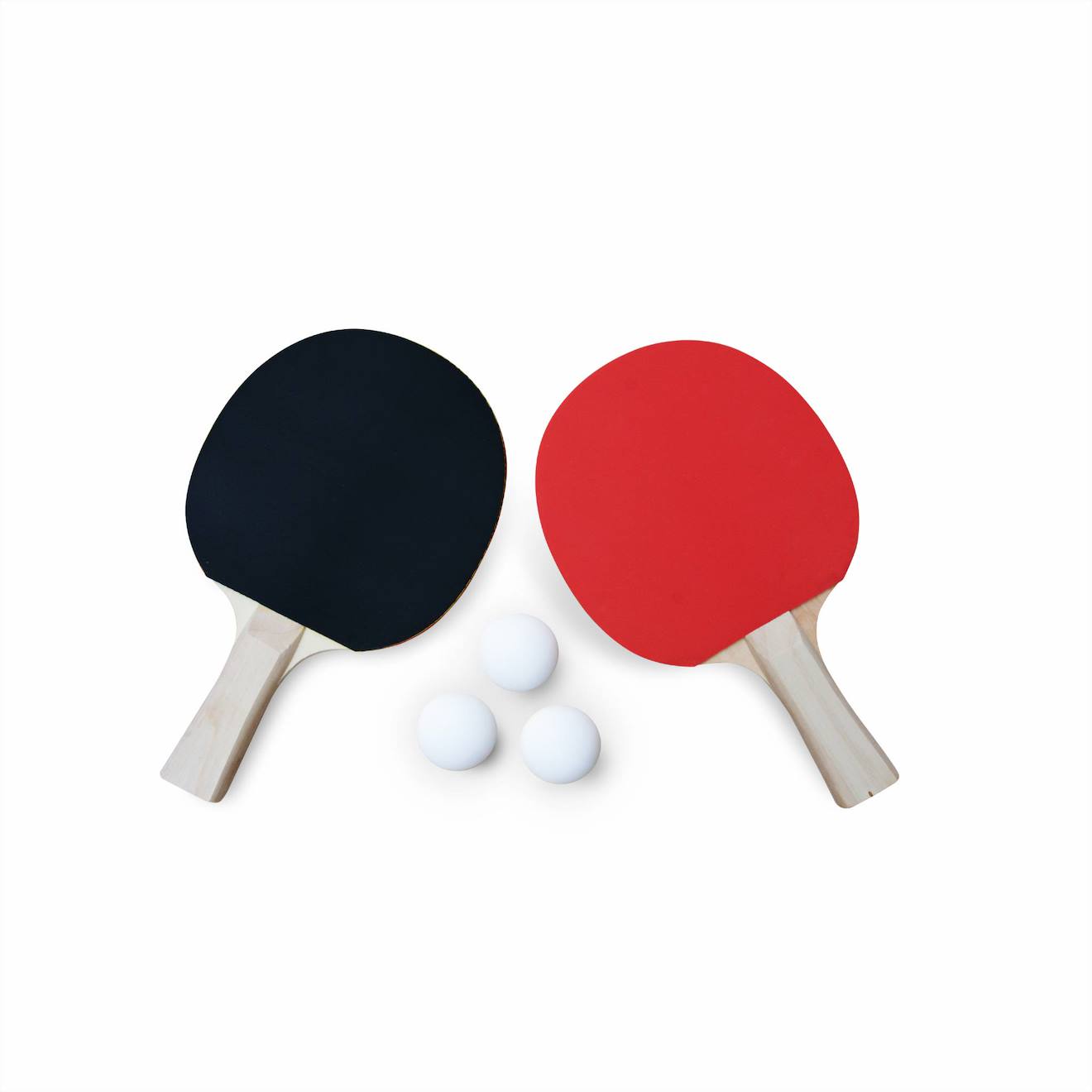 Lot de 2 raquettes et 3 balles pour table de ping pong, sport tennis de table, kit de ping pong noir et rouge