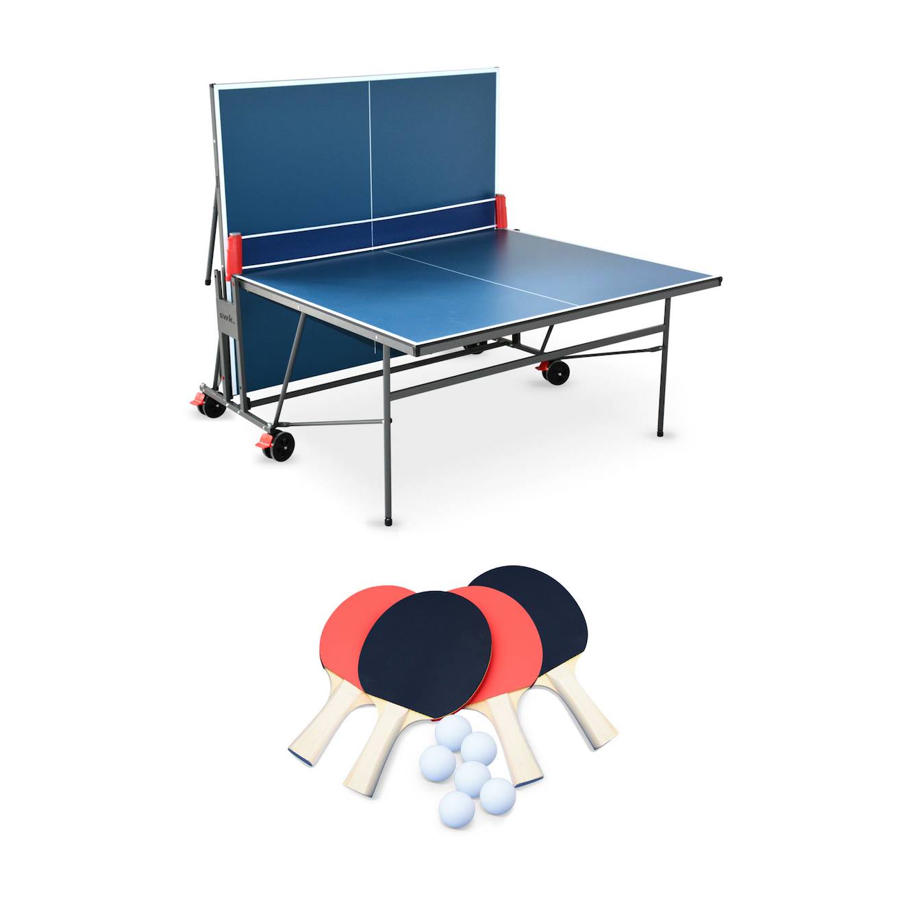 Table De Ping Pong Indoor, Avec 4 Raquettes Et 6 Balles, Pour Utilisation Intérieure, Sport Tennis De Table Bleu