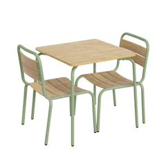 Table de jardin enfant acier et décor bois + 2 assises - suzie  - vertbaudet enfant