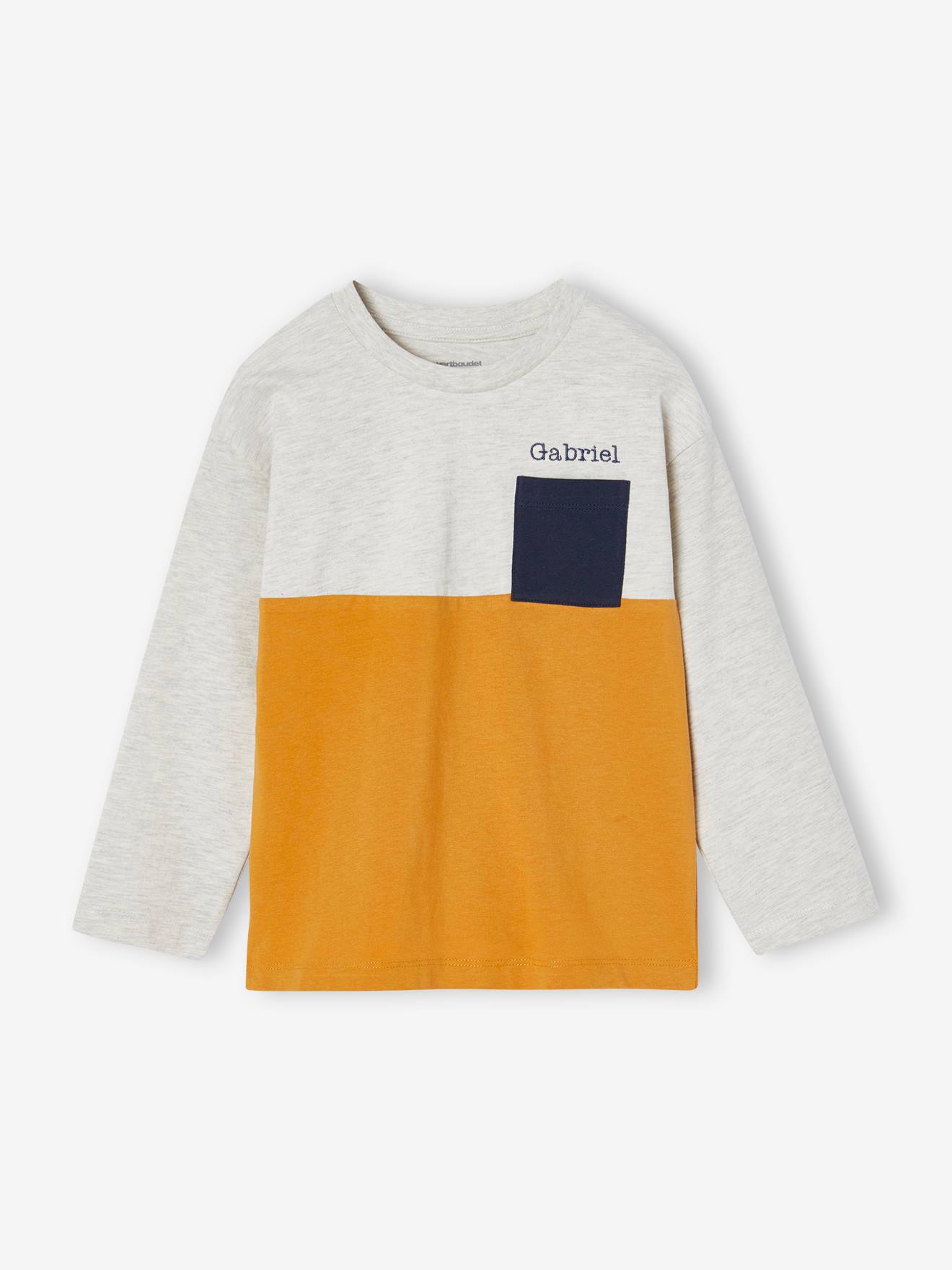Tee-shirt garçon colorblock ocre
