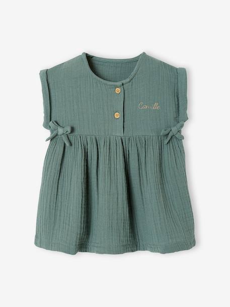 Vertbaudet - Robe bébé en gaze de coton vert