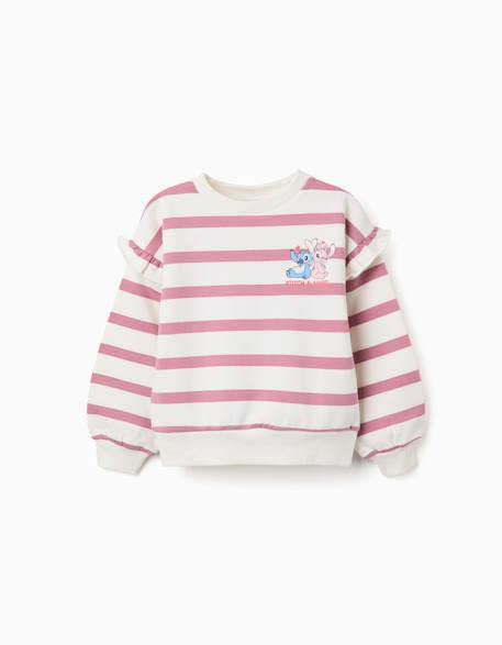 Sweat en coton peigné à rayures et imprimé stitch  - vertbaudet enfant