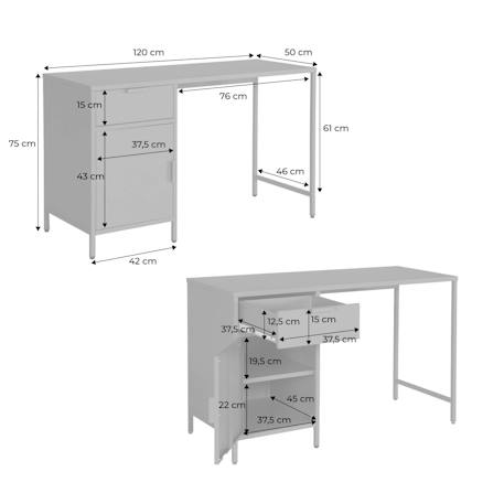 Bureau enfant acier laminé 1 tiroir Beige+Bleu+Kaki+Noir+Terracotta 4 - vertbaudet enfant 
