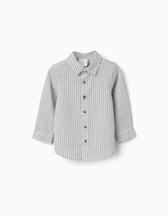 Chemise en coton à manches longues et rayures b&s  - vertbaudet enfant