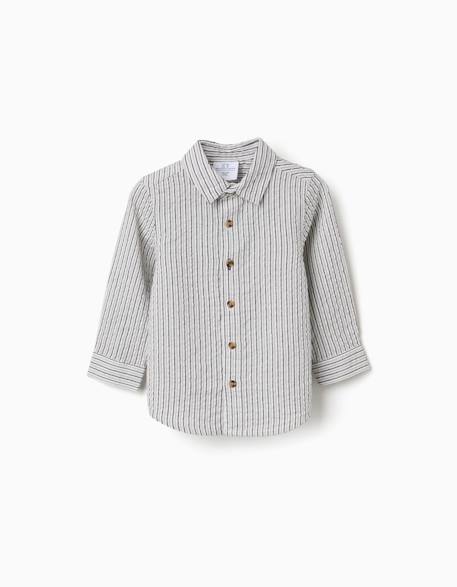 Bébé-Chemise en coton à manches longues et rayures b&s