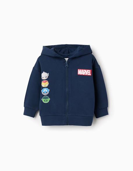 Bébé-Pull, gilet, sweat-Sweat zippé en coton peigné à imprimé super friends