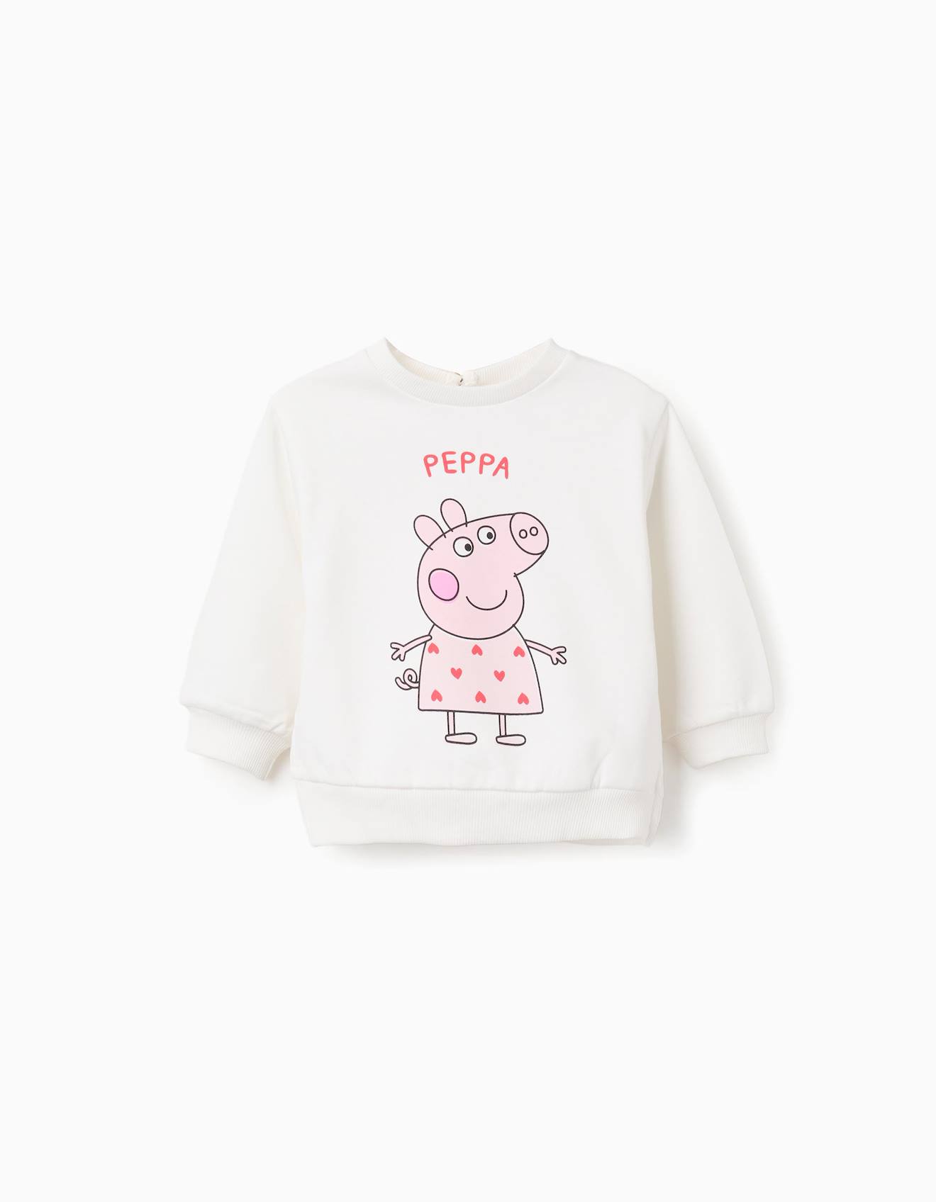 Sweat En Coton Peign Imprim Peppa Pig Blanc 16$