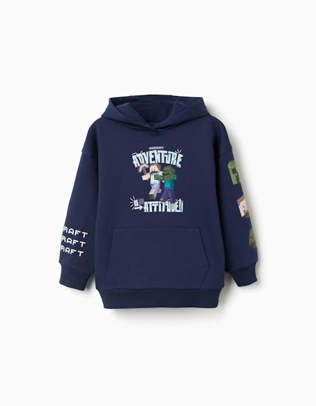 Garçon-Sweat en coton peigné à capuche et imprimé minecraft