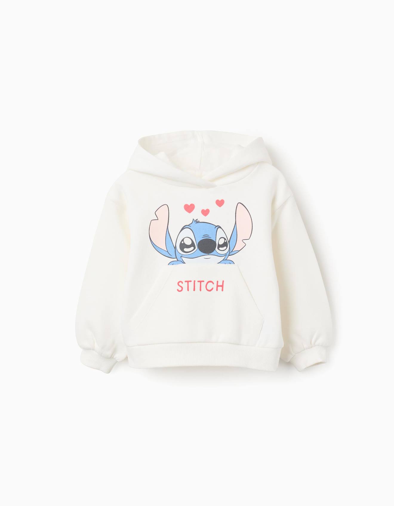 Sweat En Coton Peign Capuche Et Imprim Stitch Blanc 15 €
