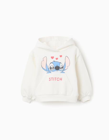 Bébé-Sweat en coton peigné à capuche et imprimé stitch