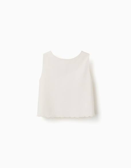 Fille-Chemise, blouse, tunique-Blouse sans manches évasée à ourlet festonné