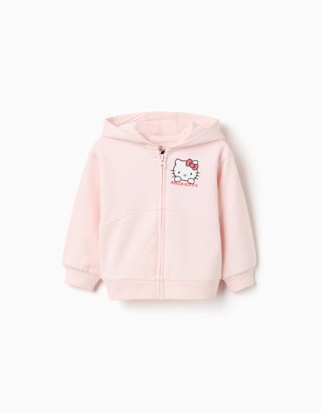 Bébé-Sweat zippé en coton peigné à capuche et imprimé hello kitty