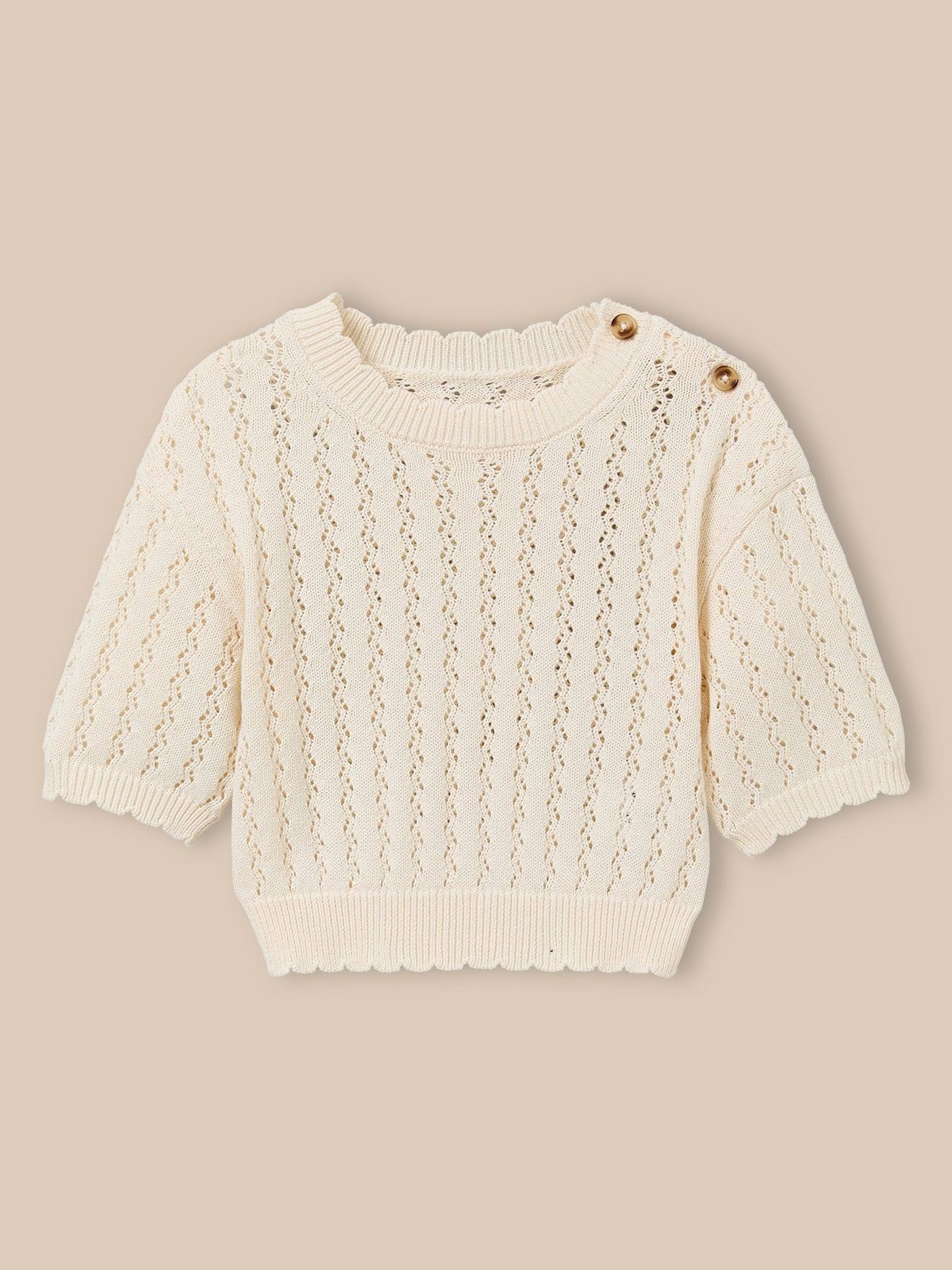Pull En Crochet Fille - Collection Junior Ecru Pull En Crochet Fille - Collection Junior Ecru