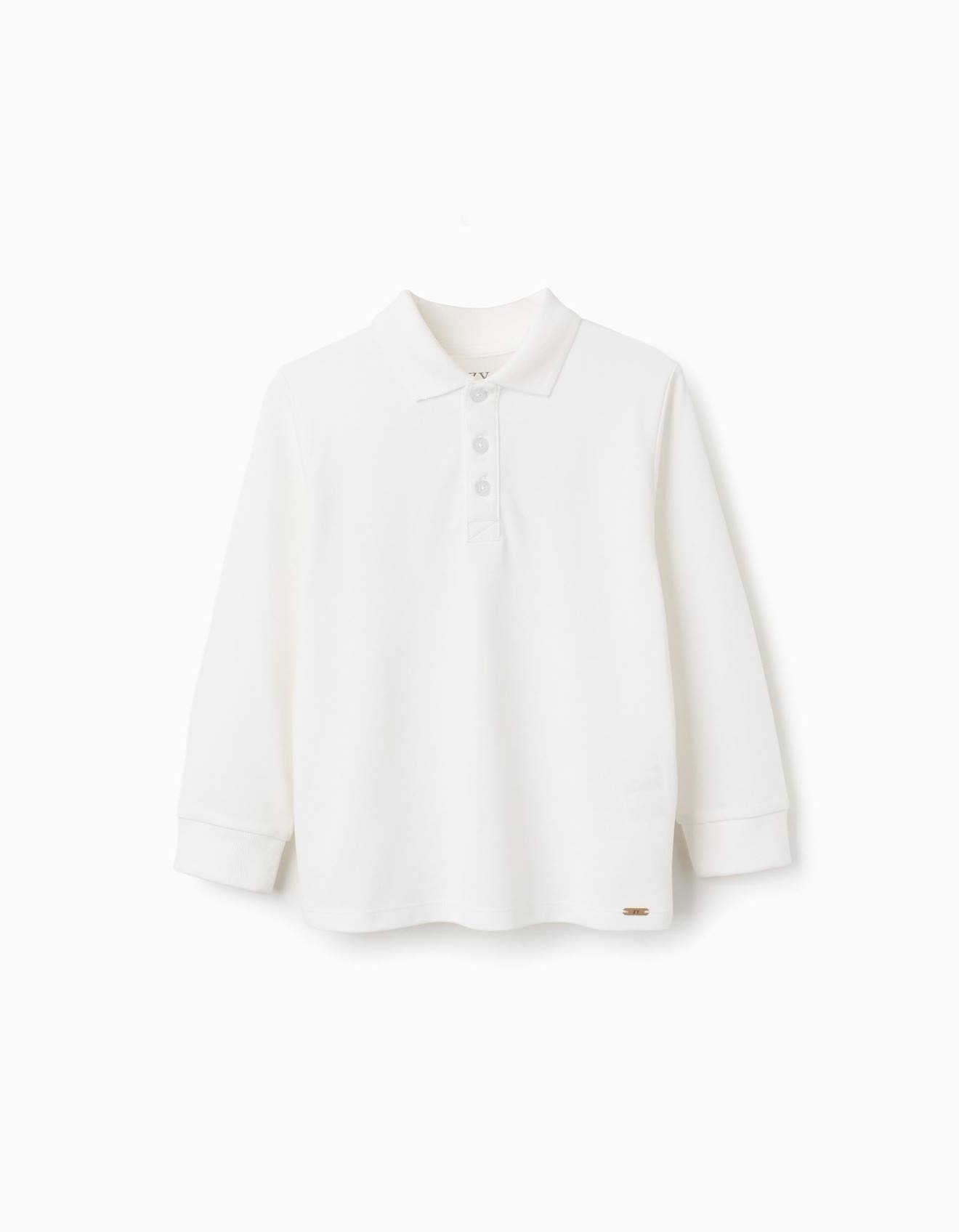 Polo Manches Longues En Coton Blanc 15 €