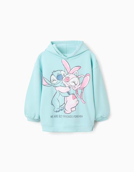 Sweat en coton à capuche et imprimé stitch Bleu clair 1 - vertbaudet enfant 