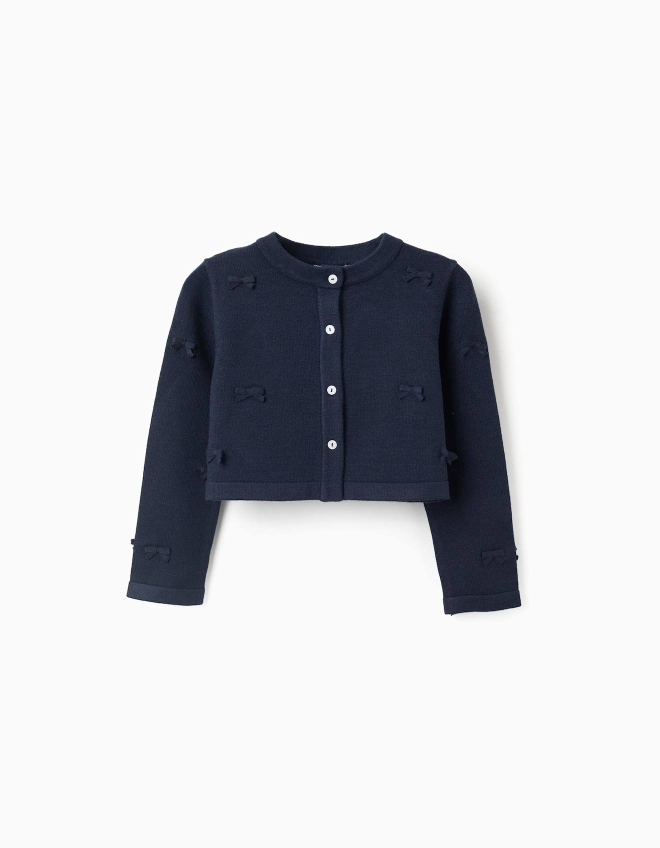 Cardigan En Maille Court Avec Nuds Bleu 18 €