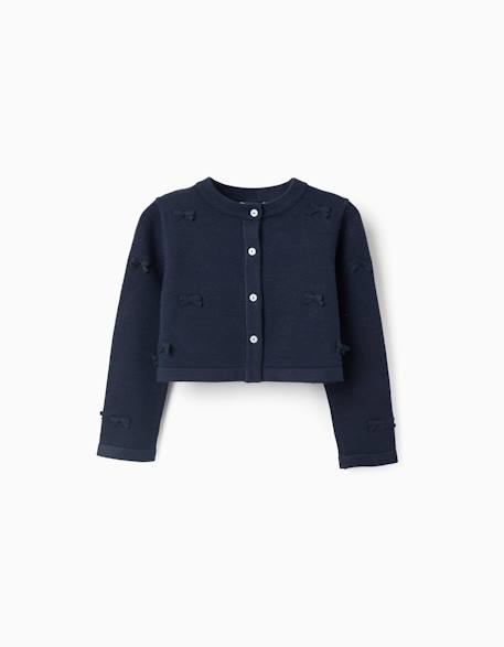Fille-Cardigan en maille court avec nœuds