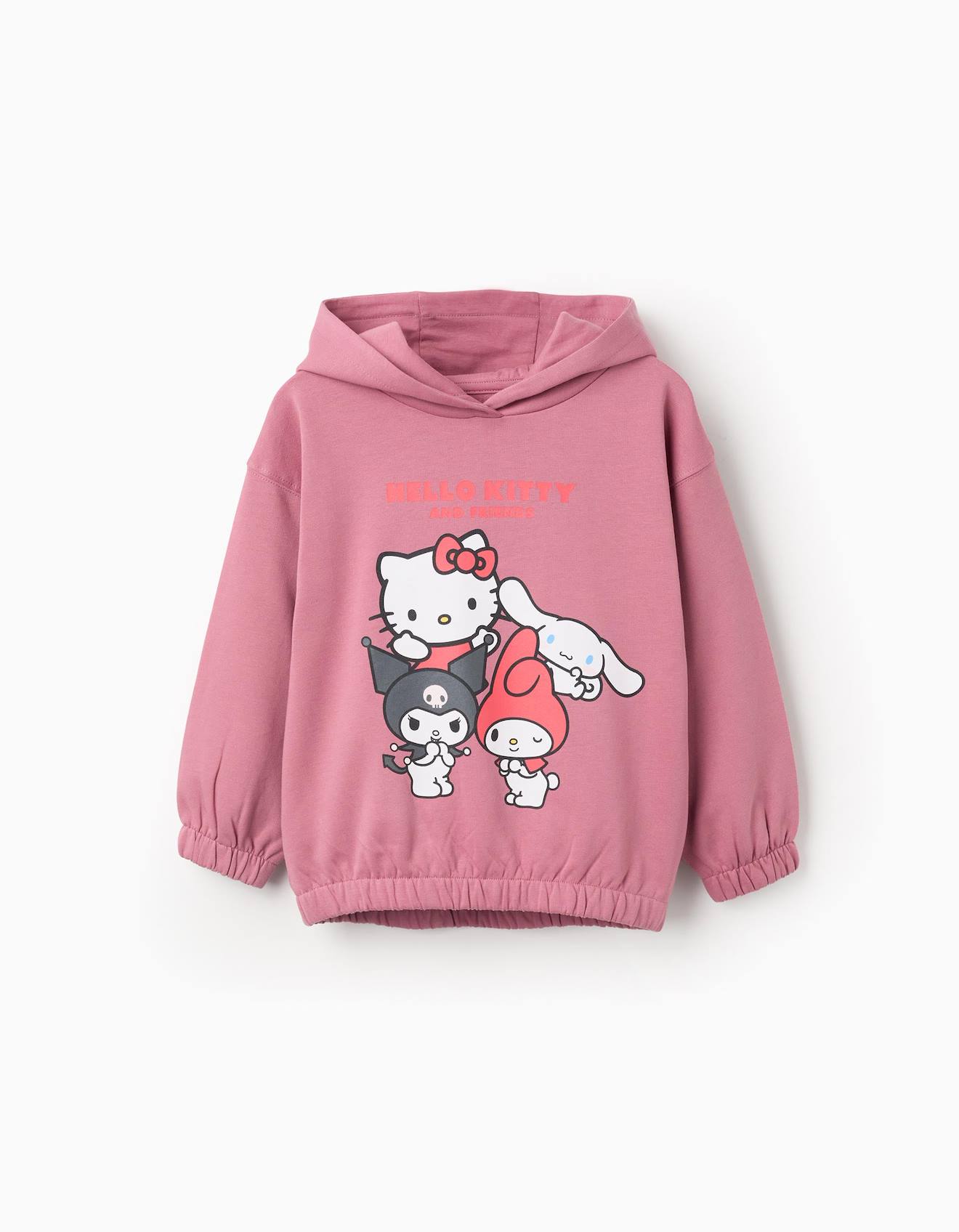 Sweat En Coton Peign Capuche Et Imprim Hello Kitty Rose Fonc 17$
