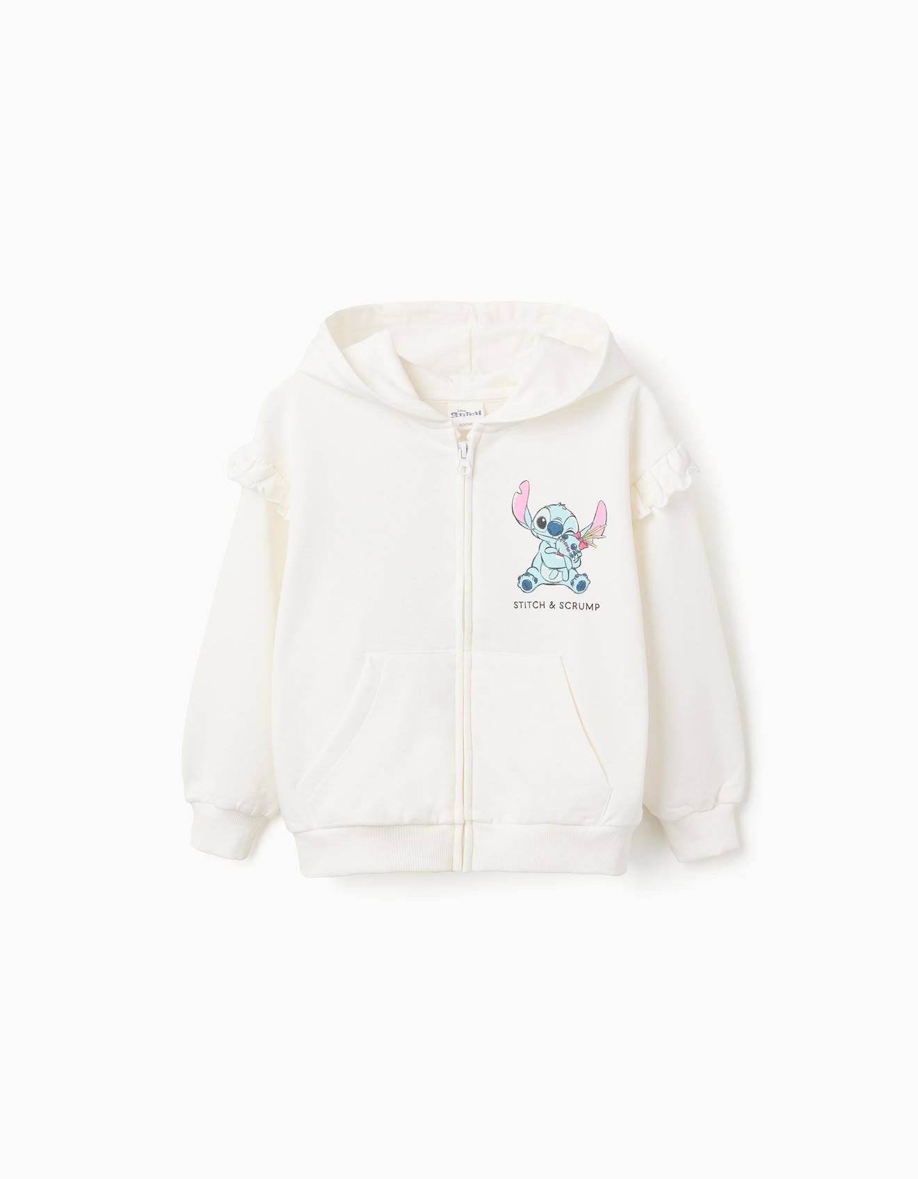 Sweat Zipp En Coton Capuche Et Imprims Stitch Blanc 26 €
