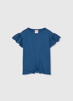 T-shirt fille bleu avec volants  - vertbaudet enfant