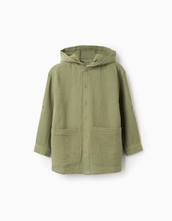 -Chemise en coton à manches longues et capuche