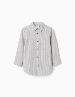 Chemise en coton à manches longues et rayures b&s  - vertbaudet enfant