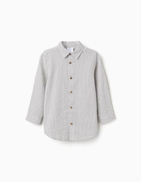 Chemise en coton à manches longues et rayures b&s  - vertbaudet enfant